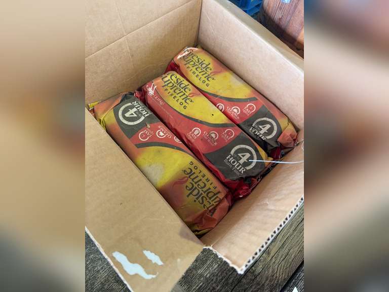 Three fireplace logs with four hour burn time