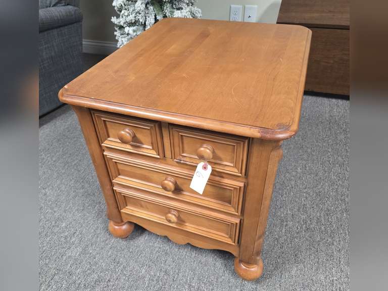 Wooden 3-Drawer End Table or Night Stand - 26x22x24in