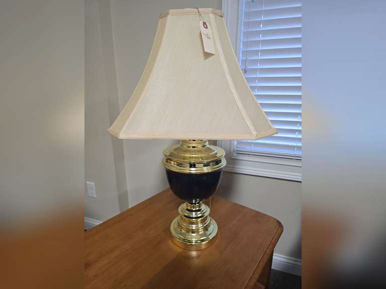 Brass Tone Lamp with Shade, measures 26in tall