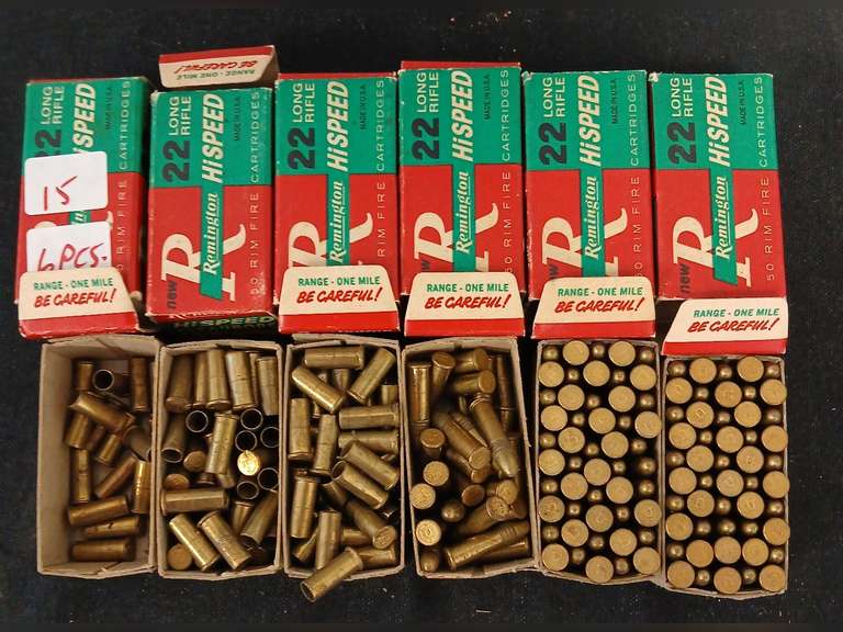 Remington 22 long rifle cartridges,  6 boxes, 2 full and 1 partial,  3 boxes of casings only