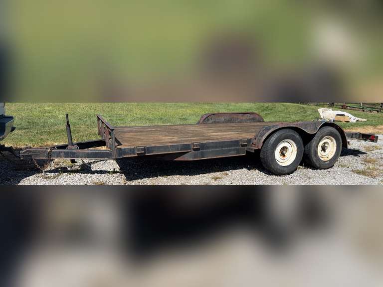 16' Dove tail trailer with ramps, 2 in ball hitch, NO TITLE (2nd day pick up required, we have it loaded with auction items)