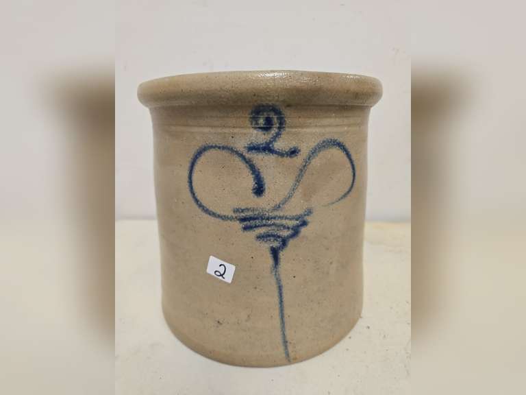 Bee Sting 2 gal stoneware crock, hairline crack on lip pictured