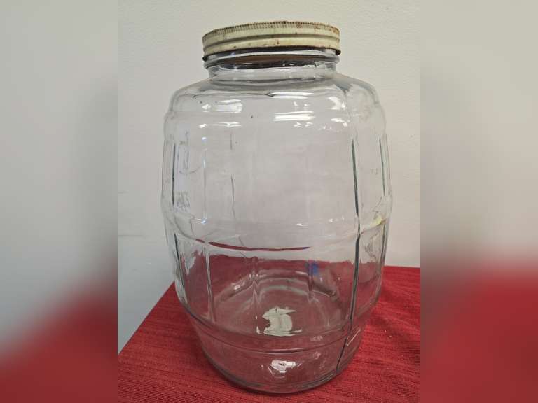 3 Gal Glass Barrel Jar with Lid