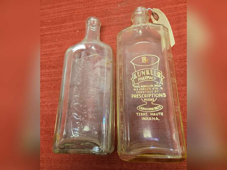 2 Large Medicine Bottles, Kunkler Pharmacy and Watkins