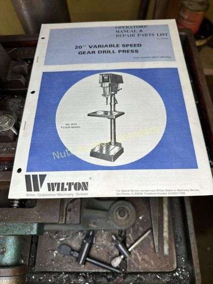 Wilton 2025 20in variable speed gear drill press Includes vise, multiple chucks & manual. 3 Phase, Sr# 433253