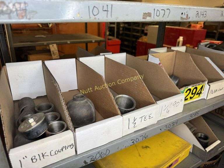 Contents of shelves Pipe fittings, reducers, couplings, etc.