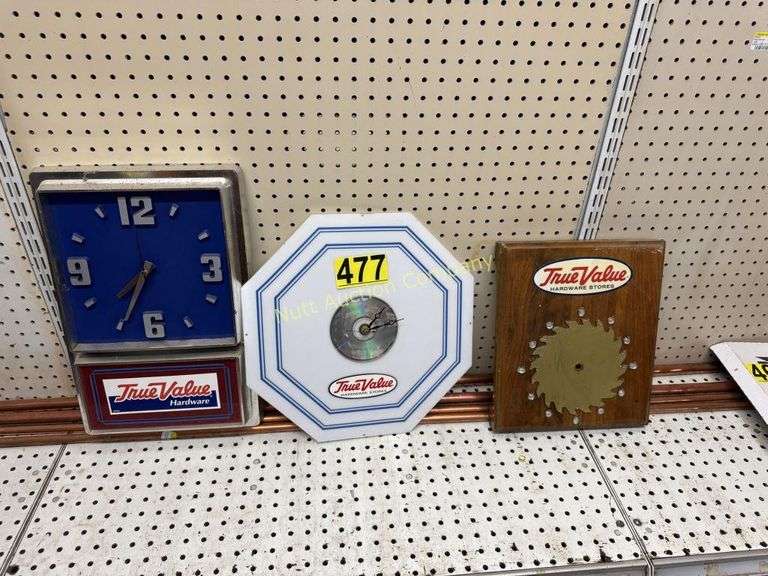 True Value Hardware clocks Nutt Auction