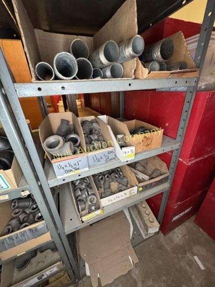 Contents of shelves Pipe fittings, reducers, couplings, etc.