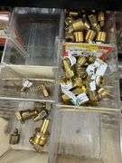 Metal roll around bin with brass & metal fittings