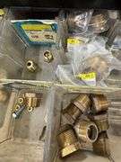 Metal roll around bin with brass & metal fittings