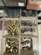 Metal roll around bin with brass & metal fittings