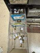 Metal roll around bin with brass & metal fittings