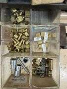 Metal roll around bin with brass & metal fittings