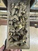 Metal roll around bin with brass & metal fittings