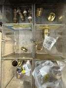 Metal roll around bin with brass & metal fittings
