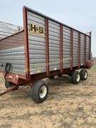 H & S  HS614 18' Forage Wagon Rear unload hydraulic drive, tandem rear axle, Sr# 79590, 28,000 lb. capacity