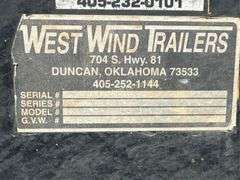 West Wind Gooseneck Trailer, Dual Axle, Fold-up Tandem Axle, NO TITLE SR# 4MRCH2027SP005205