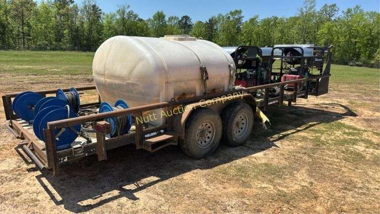 Kearney 24' Gooseneck Trailer - NO TITLE Equipped with (Qty 3) MITM Hot Water Washers, 1,000 Gallon Water Tank & Hose Reels V