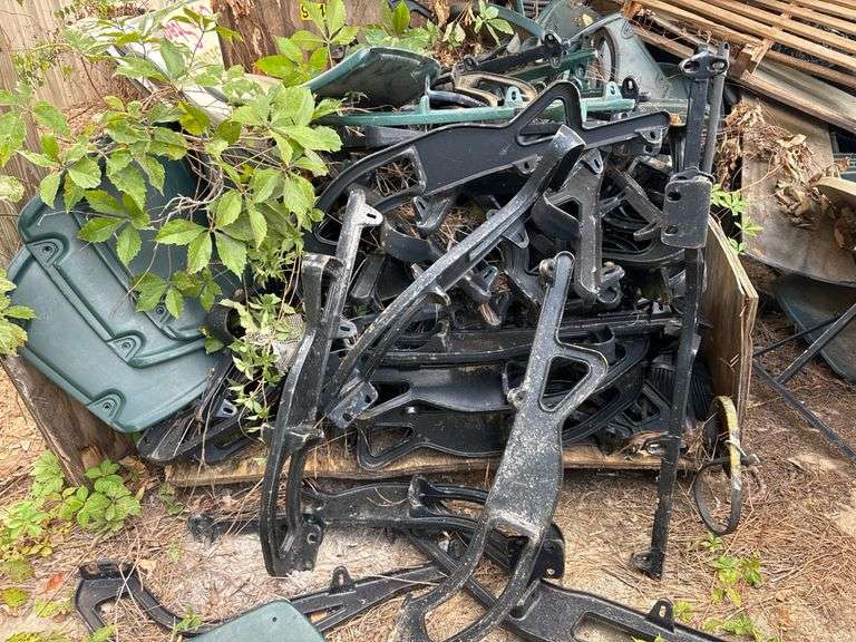 Stadium Seats, Green and Black, Floor Mount.  Quantity unknown.  No hardware (nuts or bolts)