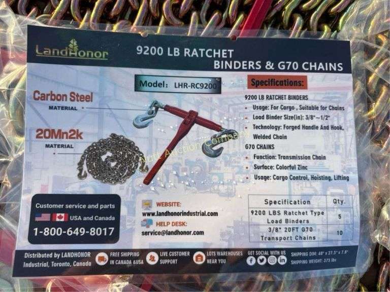 LandHonor LHR-RC5400 Ratchet Binders & G70 Chains, LandHonor LHR-RC5400 Ratchet Binders &amp; G70 Chains, Carbon Steel Materi