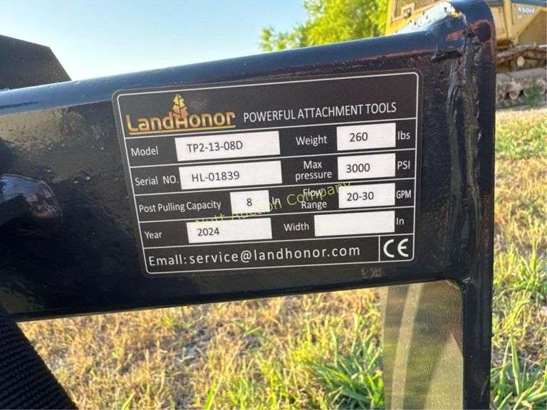 LandHonor TP2-13-08D Skid Steer Tree Puller, 3000