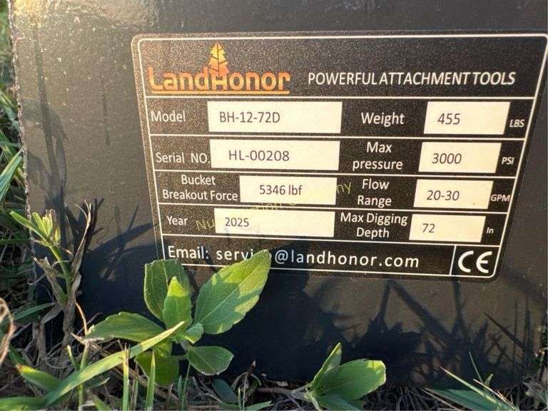 Land Honor BH-12-72D Skid Steer Backhoe Attachment Land Honor BH-12-72D Skid Steer Backhoe Attachment, 2025 model, weight 455