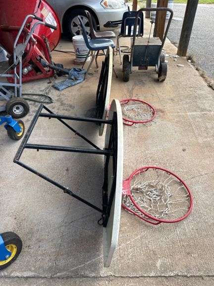 Basketball Backboards with Hoops, Metal Frame, qty 2