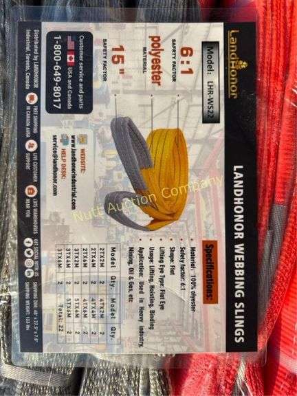 LandHonor LHR-WS22 Polyester Webbing Slings, 6:1 S