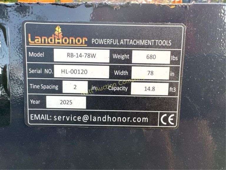 LandHonor RB-14-78W Skid Steer Rock Bucket, 78" W