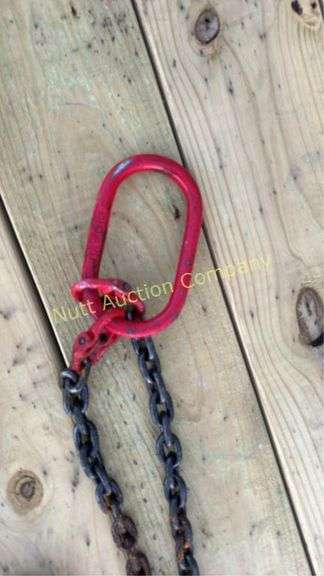 Chain Sling Assemblies, 4 Sets (4) double leg chain slings, 7' leg, 5/16" chain, 2-ton working load limit hooks, 3.15-ton wor