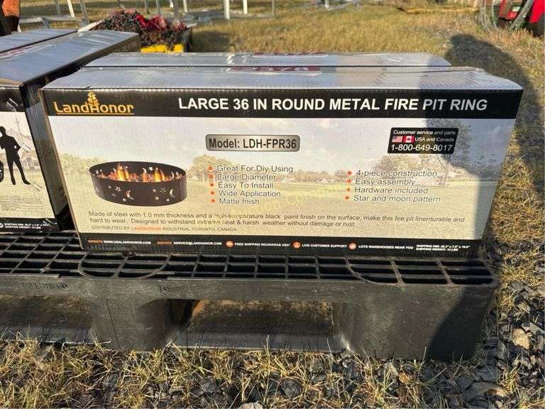 LandHonor 36" Round Metal Fire Pit Ring, Model LD