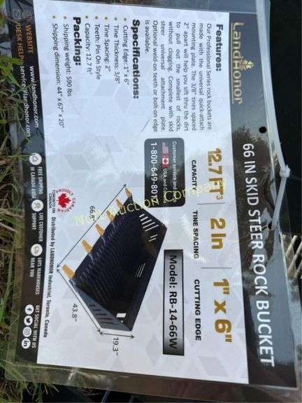 LandHonor RB-14-66W Skid Steer Rock Bucket Attachm