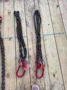 Chain Sling Assemblies, 4 Sets (4) double leg chain slings, 7' leg, 5/16" chain, 2-ton working load limit hooks, 3.15-ton wor