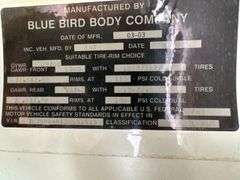 2003 Blue Bird School Bus, 71 Capacity, International Diesel- w/TITLE