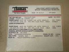 2004 Freightliner Thomas Built School Bus,  71 Seat, CAT C7 Engine-NON RUNNING- MSO and BILL OF SALE