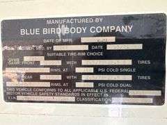 2001 Blue Bird International 3800 School Bus T444E C210 Diesel Engine- MSO and BILL OF SALE