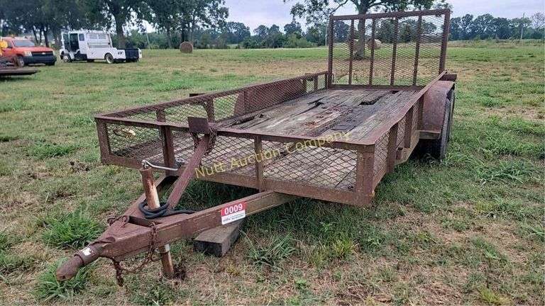 Dual Axle Utility Trailer, Wood Deck, 16 ft x 7 ft - NO TITLE