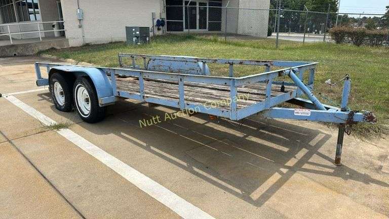 Single Axle Utility Trailer, Wood Deck, 14 ft Length. No title