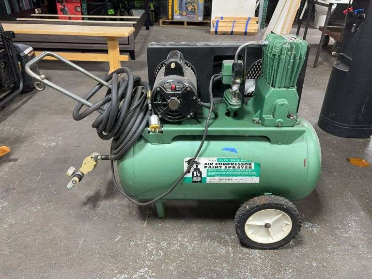 Sears 150psi Twin-Cylinder Single Phase 1-1/2hp Air Compressor w/ Air Dryer & Hose
