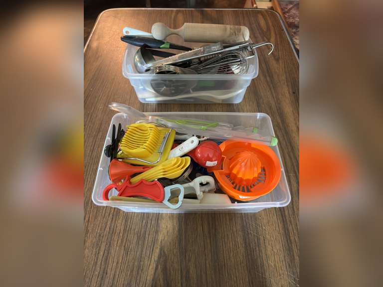 (2) Totes of Assorted Kitchen Tools