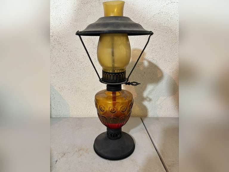 Antique Oil Lamp, Outdoor Light, (2) Candle Holders, & Light Shade