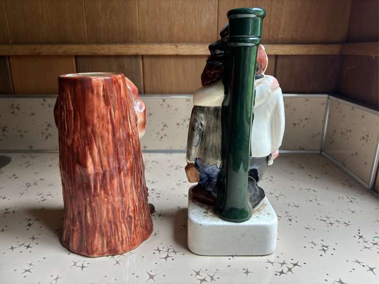 (3) Assorted Antique Liquor Bottles, & Prospector Decoration