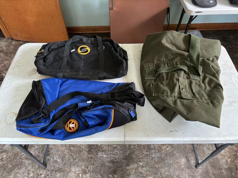 Vintage Military Duffle Bag, & (2) Travel Bags