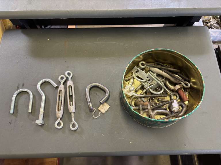Assorted Pipe Fittings, Eye Screws, U-Bolts & Tensioners