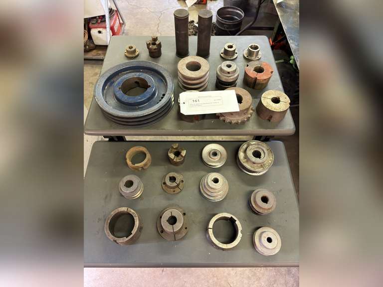 Tote of Taper Lock Bushings for Lathe, & Assorted Pulleys