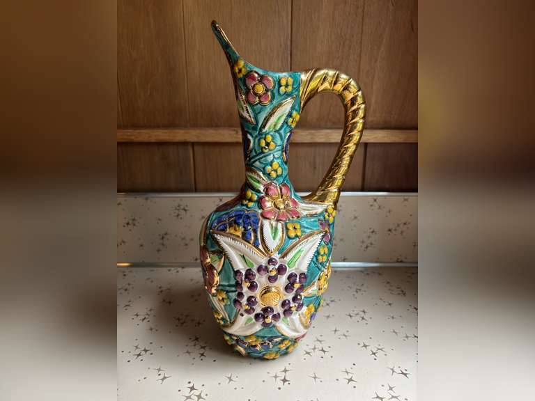 Decorative Floral Vase/Pitcher & Decorative Figure Liquor Bottle