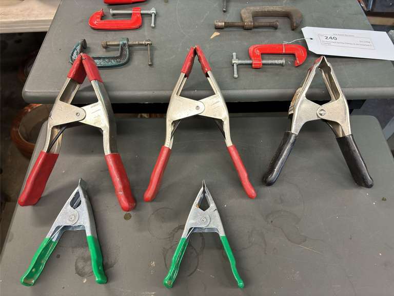 (5) Assorted Spring Clamps & (6) Assorted C-Clamps