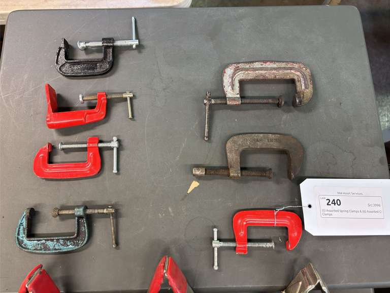 (5) Assorted Spring Clamps & (6) Assorted C-Clamps