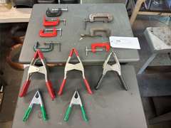 (5) Assorted Spring Clamps & (6) Assorted C-Clamps
