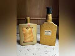 (3) Assorted Antique Liquor Bottles, & Prospector Decoration